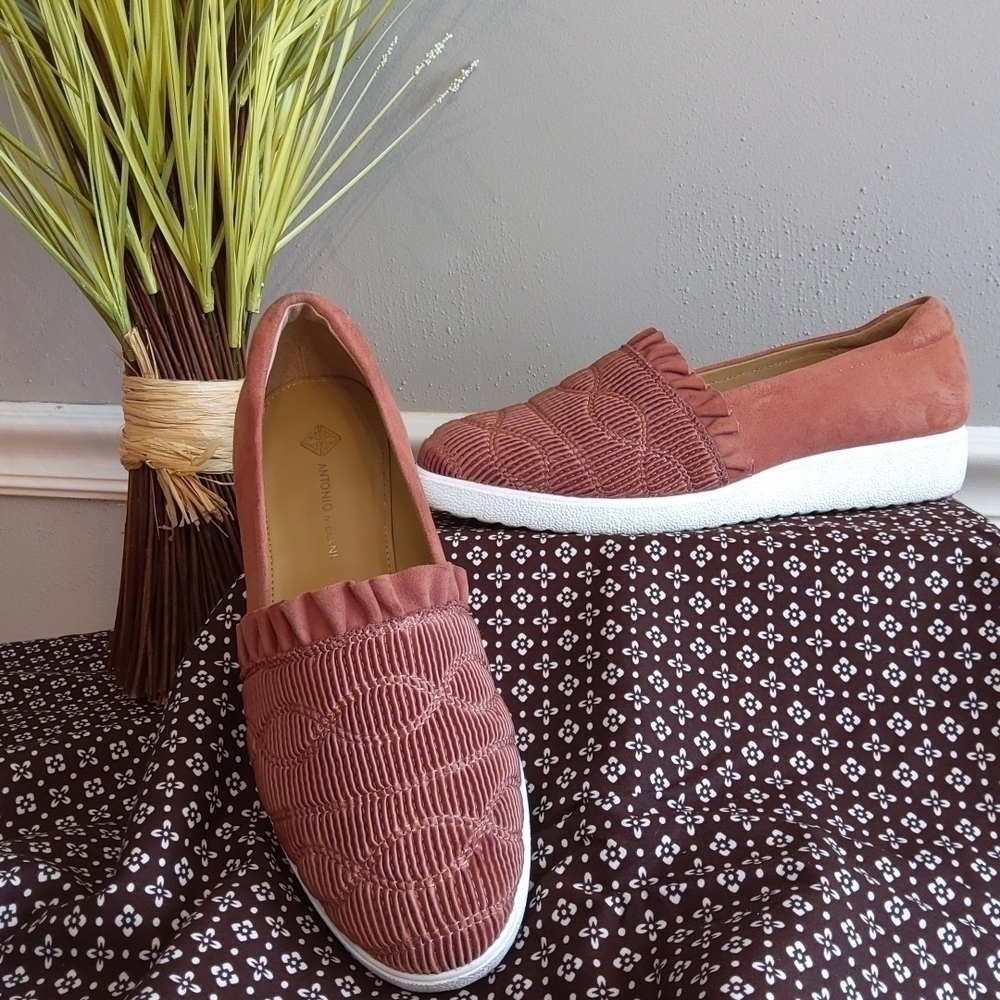 Antonio Melani Leather Suede Slip on Loafers